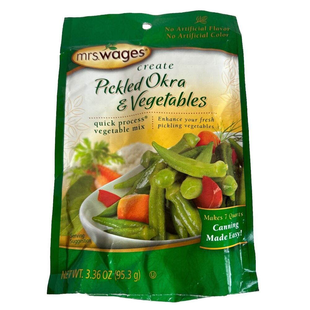 Mrs Wages Create Pickled Okra and Vegetables 3.36 oz Canning Made Easy